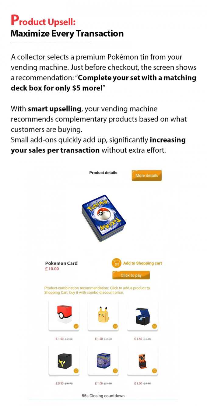 Pokémon Automated Retail Vending Machine with Touch Screen for Pokémon TCG Cards Pikachu