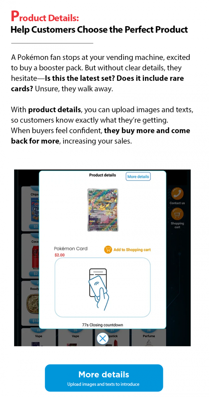 Pokémon Vending Machine with Customized Graphics Nayax Card Reader Spanish UI for European Market