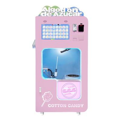 सड़क खाद्य व्यवसाय के लिए किफायती मूल्य के साथ माइक्रोन स्वचालित 32 फल स्वाद वाला छोटा कॉटन कैंडी वेंडिंग मशीन