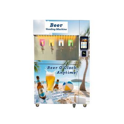 बार कैफेटेरिया के लिए 4 बीयर विकल्पों के साथ स्वयं-सेवा 5-8℃ ताज़ा ठंडी बीयर वेंडिंग मशीन