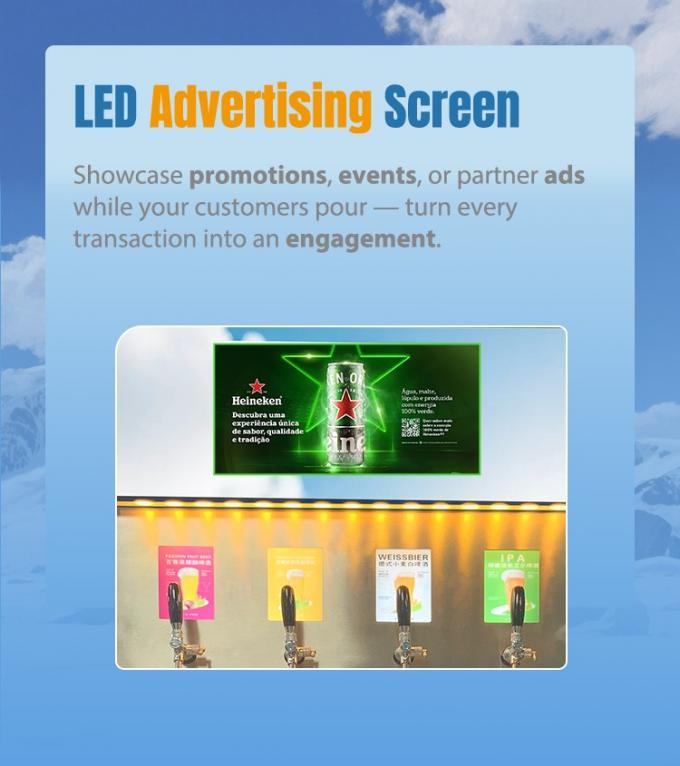 Self-service 5-8℃ Fresh Cold Beer Vending Machine with 4 Beer Options for Bars Cafeterias